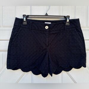 Crown & Ivy Black Scalloped Hem Shorts Size 4 Textured Preppy Chic